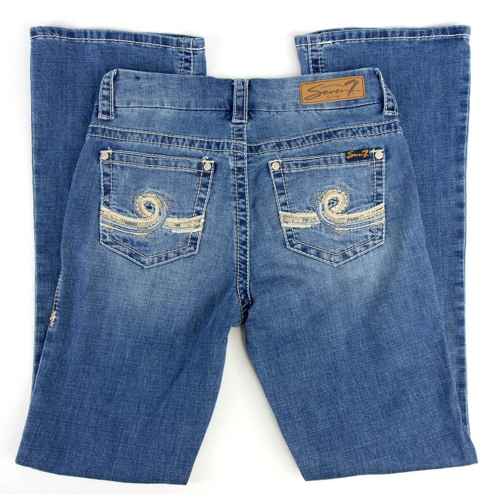 Seven7 Jeans Womens Size 6 Boot Cut Sequin Pockets 33 Inseam RN‎ 109890 Seven 7